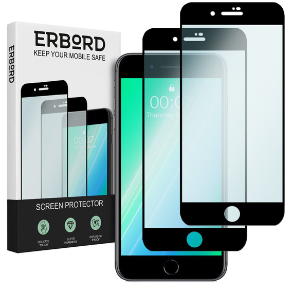 2x tvrdené sklo pre iPhone 7 Plus/8 Plus, ERBORD 3D pre celý displej