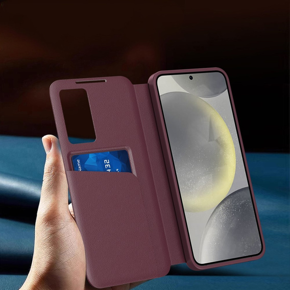 Flipové puzdro pre Samsung Galaxy S25+ Plus, Smart View Wallet, bordové
