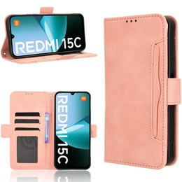Klapkové puzdro pre Xiaomi Redmi 15C 4G/LTE, Card Slot, ružové