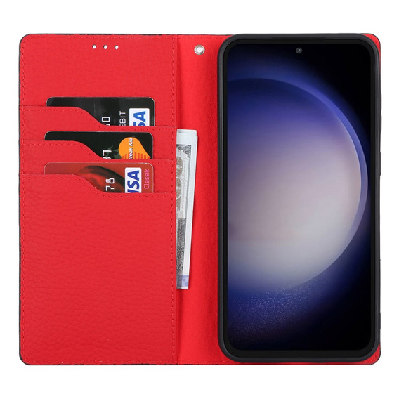 Klapkové puzdro pre Samsung Galaxy A25 5G, Litchi Skin Grain, čierne