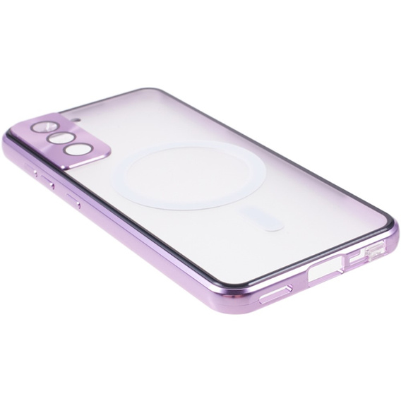 Magnetické puzdro Dual Glass MagSafe pre Samsung Galaxy S22, fialové