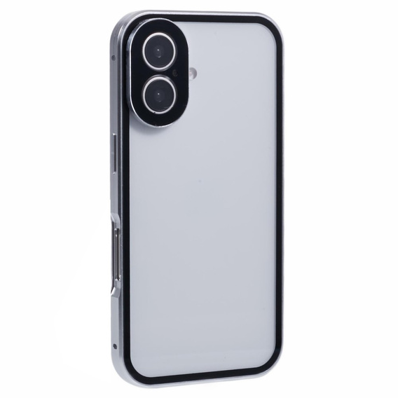 Puzdro pre iPhone 16, Magnetic Dual Glass, strieborné