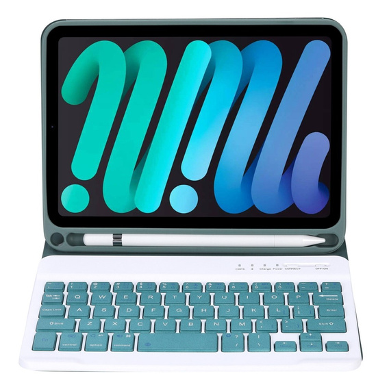 Puzdro s bluetooth klávesnicou pre iPad mini 8.3" 2021 (6 gen.) / iPad mini 8.3" 2024 (7 gen.), temno zeleno