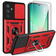 Pancierované puzdro pre Samsung Galaxy A26, CamShield Slide, červené + tvrdené sklo 9H