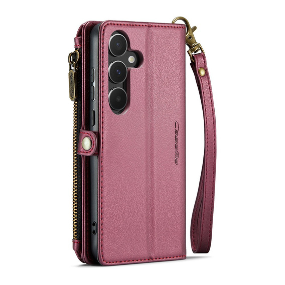 Puzdro CASEME pre Samsung Galaxy A55 5G, RFID Leather Wallet, s popruhom cez rameno, červené