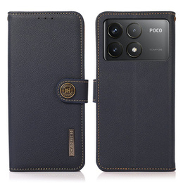 KHAZNEH RFID puzdro pre Xiaomi Poco F6 Pro, Litchi Texture, modré