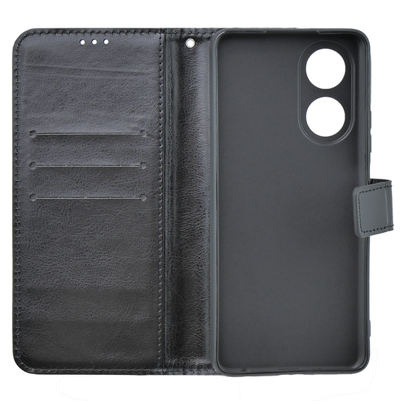 Klapkové puzdro pre Oppo A58 4G, Crazy Horse Wallet, čierne