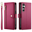 Klapkové puzdro pre Samsung Galaxy S24 FE, Wallet Zipper Pocket, červené