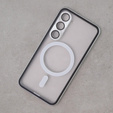 Magnetické puzdro Dual Glass MagSafe pre Samsung Galaxy S23+ Plus, strieborné