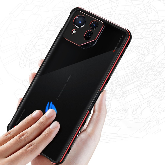 Puzdro pre ASUS ROG Phone 8 Pro, Armor Bumper, s krytom objektívu, čierna / červená