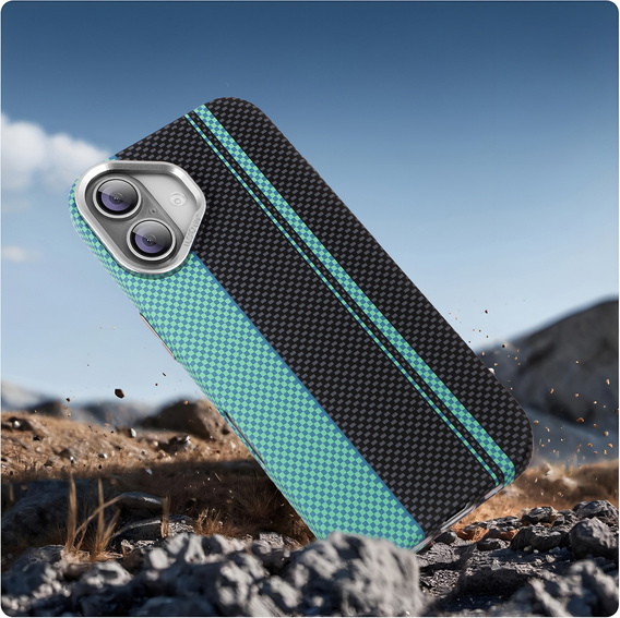 Puzdro pre iPhone 16, Carbon Fiber MagSafe, čierna / modrá
