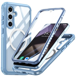 Puzdro pre Samsung Galaxy S25, Shockproof, so sklom, pre MagSafe, modré