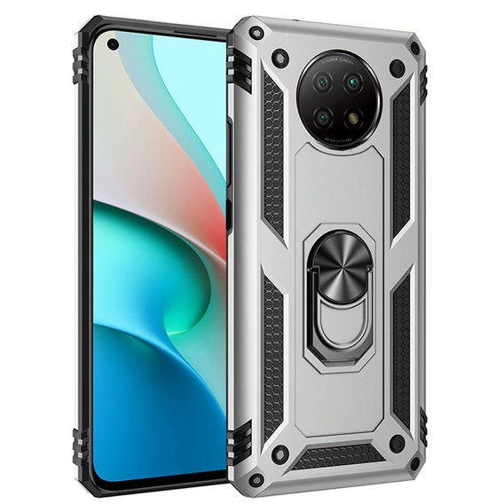 Pancierované obal na mobil pre Xiaomi Redmi Note 9T 5G, Nox Case Ring, strieborné