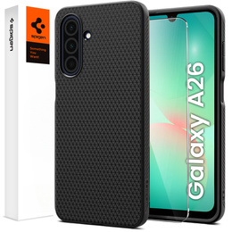 Puzdro Spigen pre Samsung Galaxy A26 5G, Liquid Air, čierne + tvrdené sklo 9H
