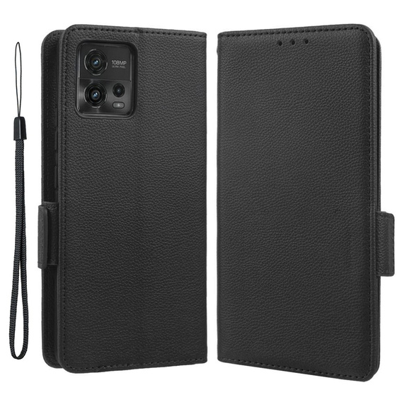 Klapkové puzdro pre Motorola Moto G72, Wallet Litchi Magnet, čierne