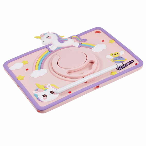 Detské puzdro pre Samsung Galaxy Tab A9+, Cute Patterns, so stojanom, ružové