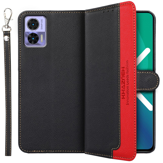 Klapkové puzdro pre Motorola Edge 30 Neo 5G, KHAZNEH RFID, Dual Color, čierne