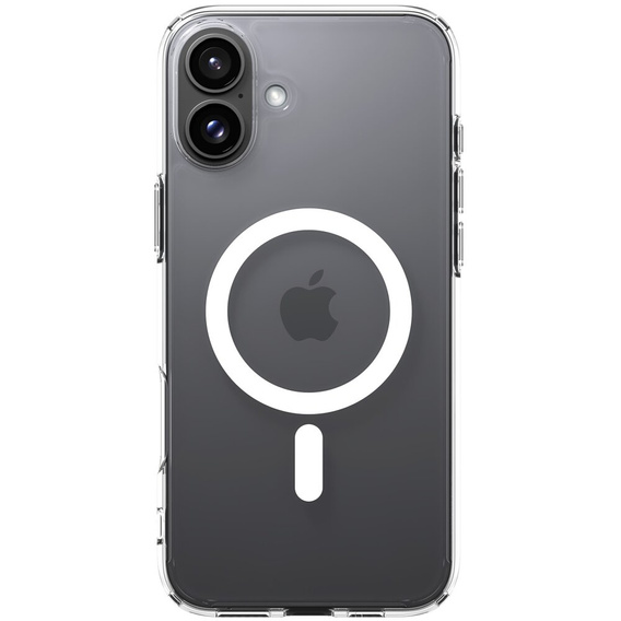 Puzdro MagSafe Spigen pre iPhone 16, Ultra Hybrid, transparentné / biele + tvrdené sklo 9H