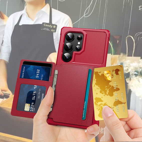 Puzdro pre Samsung Galaxy S25 Ultra, Card Holder Kickstand, čierne