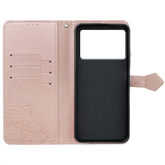 Klapkové puzdro pre Xiaomi Poco X6 Pro 5G, Mandala, ružové rose gold