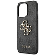 GUESS Obal na mobil pre iPhone 14 Pro, 4G Big Metal Logo, sivé
