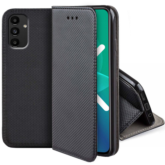 Puzdro pre Realme C67 4G, Smart Magnet, čierne + sklo 9H