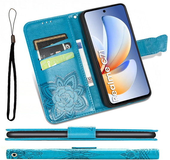 Klapkové puzdro pre Realme C71, Butterfly, modré