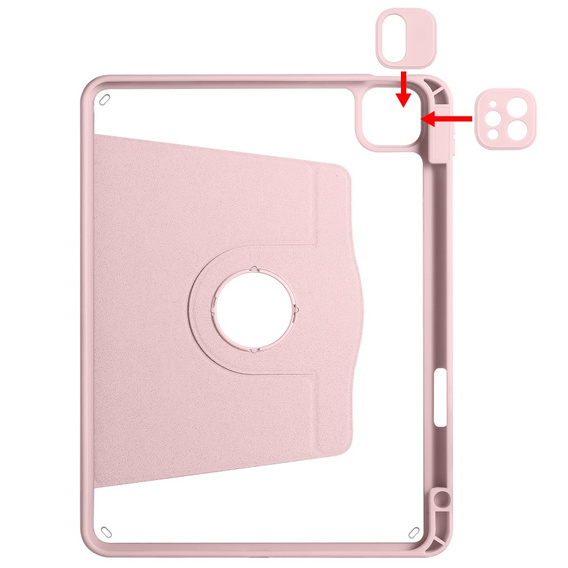 Puzdro pre iPad Pro 11" 2022/2021/2020 (4/3/2 gen.), s priestorom pre stylus, otočné o 360°, ružové
