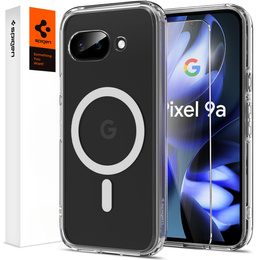 Puzdro MagSafe Spigen pre Google Pixel 9A, Ultra Hybrid, transparentné / biele + tvrdené sklo 9H