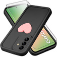 Puzdro pre Samsung Galaxy A56 5G, Silicone Heart, čierne + tvrdené sklo 9H