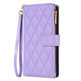 Puzdro s chlopňou pre Samsung Galaxy A56 5G, Rhombus Crossbody Leather, fialové