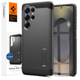 Puzdro Spigen pre Samsung Galaxy S25 Ultra, Tough Armor Mag MagSafe, sivé + tvrdené sklo 9H