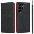 Kožené puzdro pre Samsung Galaxy S22 Ultra, ERBORD Grain Leather, čierne