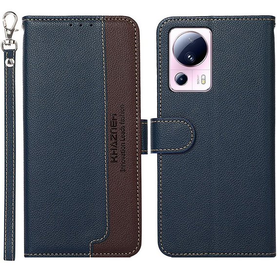 Klapkové puzdro pre Xiaomi 13 Lite, KHAZNEH RFID, modré / hnedé