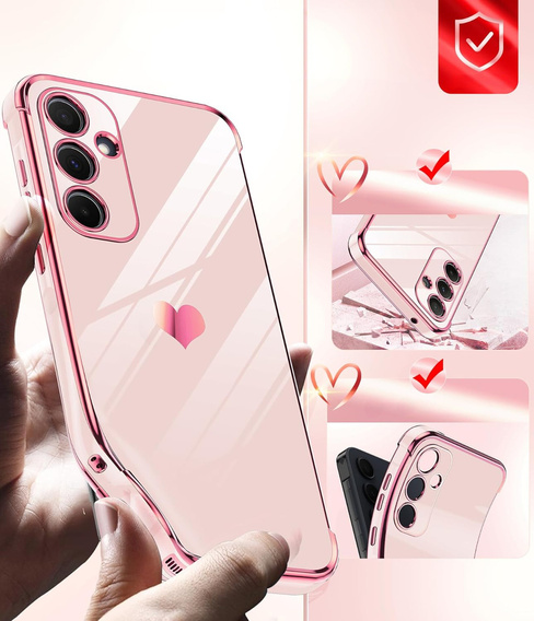 Obal na mobil pre Samsung Galaxy A54 5G, Electro heart, ružové rose gold + 2x sklo 9H