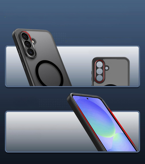 Puzdro pre Samsung Galaxy A36, pre MagSafe, ERBORD Matt Case, čierny + sklo na displej