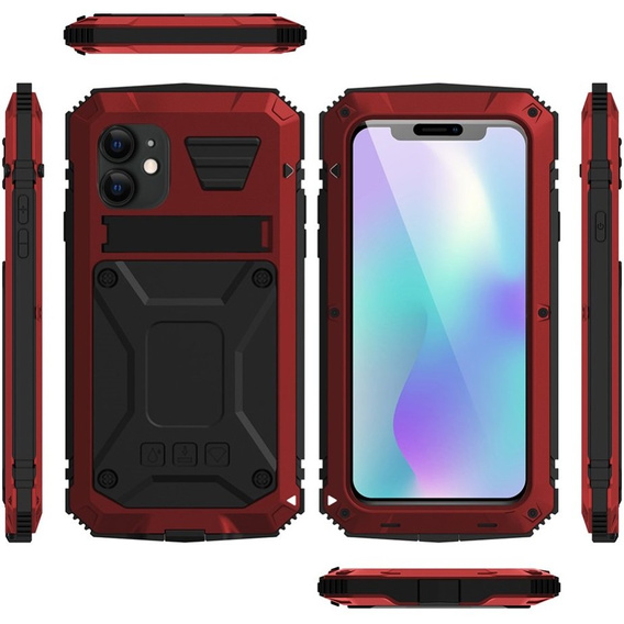 Obrnené puzdro pre iPhone 11, R-JUST, červené / čierne