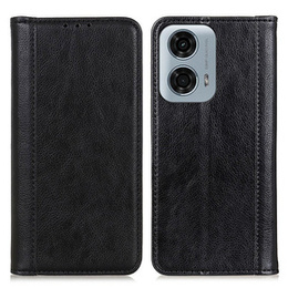 Flipové puzdro pre Motorola Moto G04 / G24 / G24 Power, Split Leather, čierne