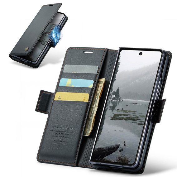 CASEME Litchi Wallet flipové puzdro pre Samsung Galaxy Z Fold7 5G