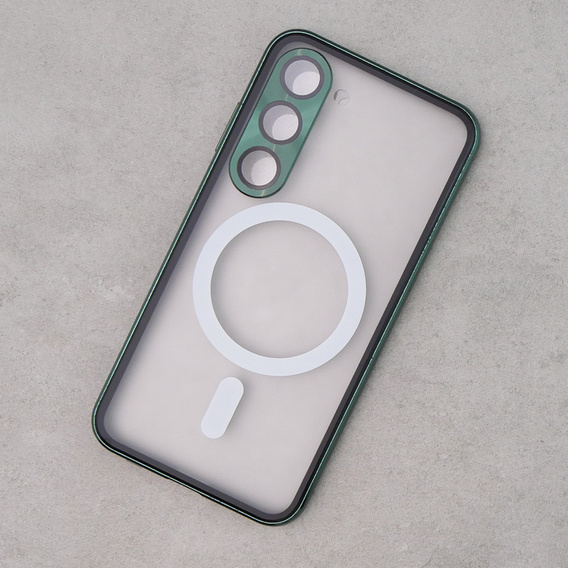 Magnetické puzdro Dual Glass MagSafe pre Samsung Galaxy S23+ Plus, zelený