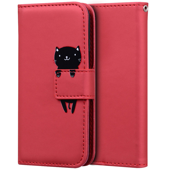 Klapkové puzdro pre Xiaomi Redmi Note 8 Pro, Wallet Cat, červené