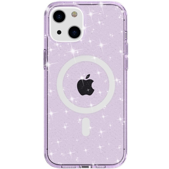 Obal na mobil pre iPhone 14, Dropproof MagSafe Glitter, fialové