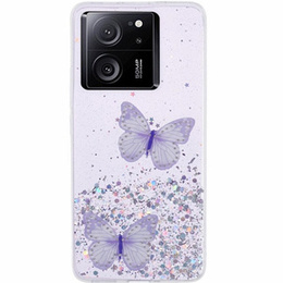 Puzdro pre Xiaomi 13T / 13T Pro / Redmi K60 Ultra, Glitter Butterfly, fialové