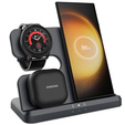 Bezdrôtová indukčná nabíjačka 3 v 1 QI rýchla pre Samsung S25 S24 S23 Galaxy Watch Buds stanica čierna