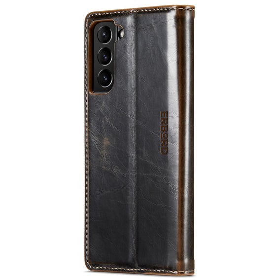 Klapkové puzdro pre Samsung Galaxy S23, ERBORD Waxy Wallet, hnedé
