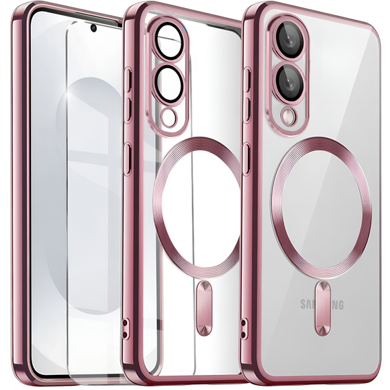 Puzdro pre Samsung Galaxy S25 Edge, Electro MagSafe, ružové rose gold + sklo na displej