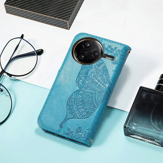 Klapkové puzdro pre Xiaomi Poco F7 Pro, Butterfly, modré