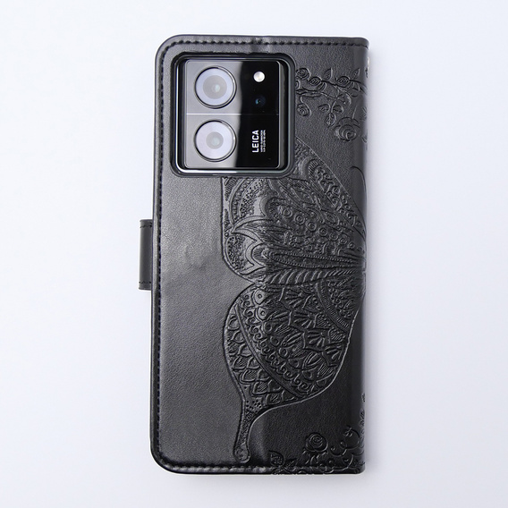 Klapkové puzdro pre Xiaomi 13T / 13T Pro, Butterfly, čierne