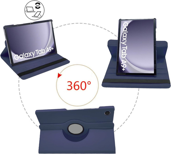 Puzdro pre Samsung Galaxy Tab A9+ TB330FU 10.95", otočné o 360°, tmavomodré