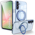 Magnetické puzdro pre Samsung Galaxy A56, pre MagSafe, modré + sklo 9H
